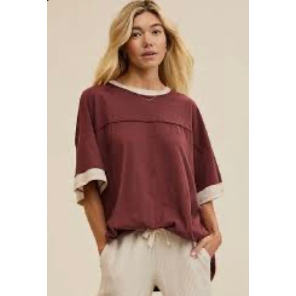 Aerie Brown Rugby Stripe T-Shirt NWT